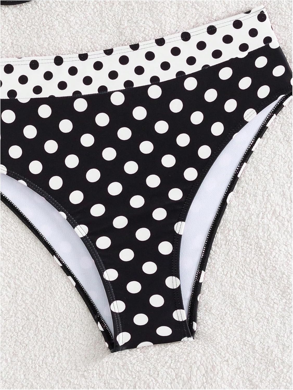 SweatyRocks Women's Polka Dots 2 Piece Bikini Set Color Block High Waisted Thong Bathing Suit Swimwear - Image 6