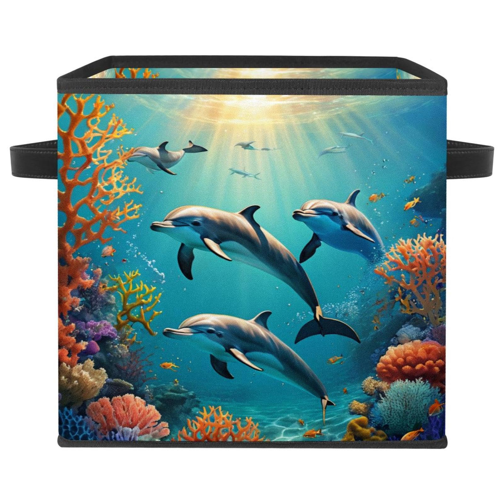 Grands bacs de rangement cubiques pliables et durables dauphin