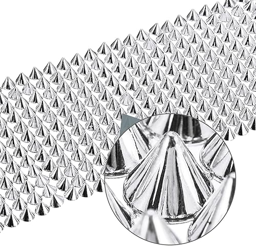 Miniatura 4 de uxcell 2 yardas cosidas en forma de cono de puntas, 12 filas de plástico con parte trasera plana, remaches punk, cinta para manualidades, bolsos,