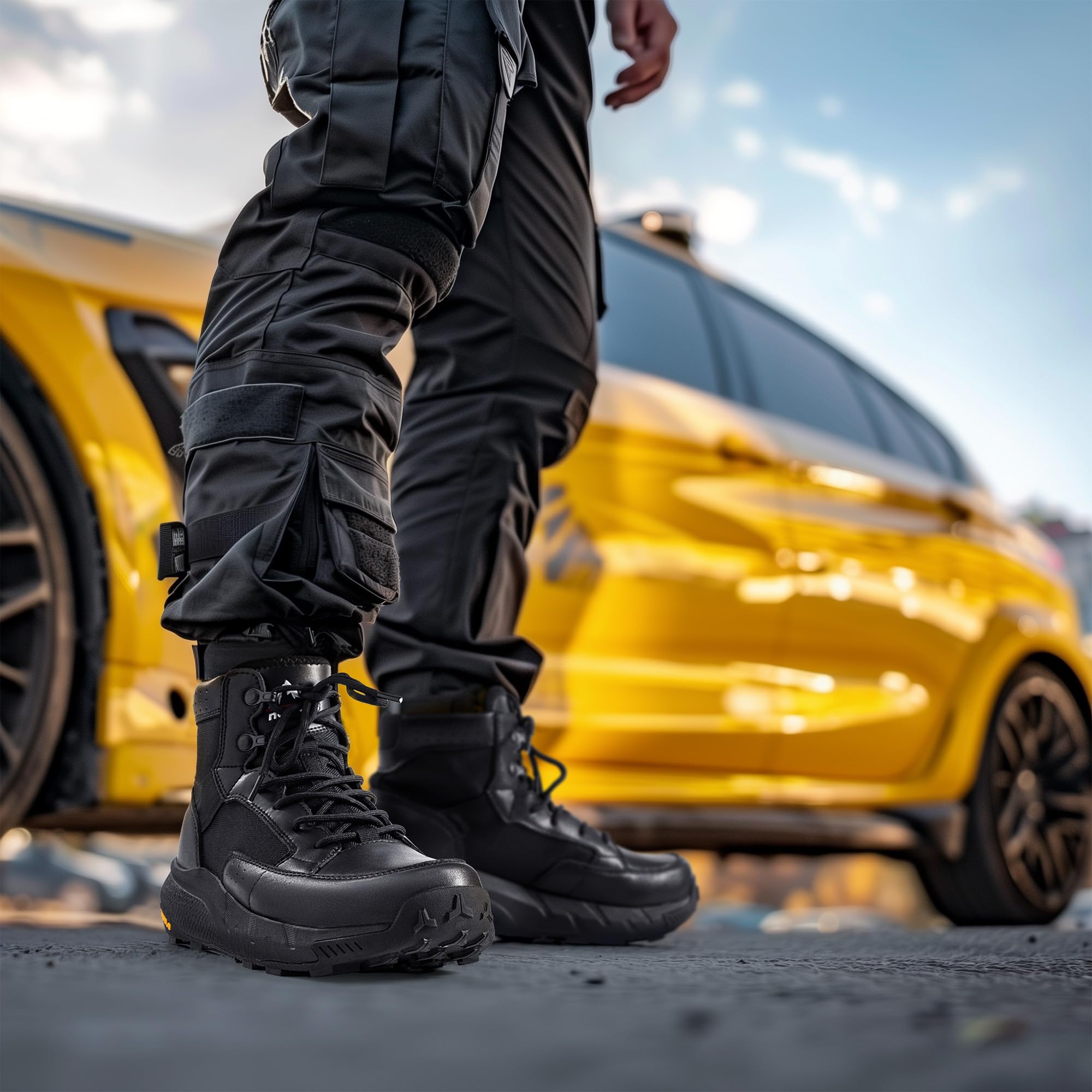 NORTIV 8 Botas de trabajo tácticas militares ligeras para hombre, para senderismo, motocicleta, combate, 15,2 cm