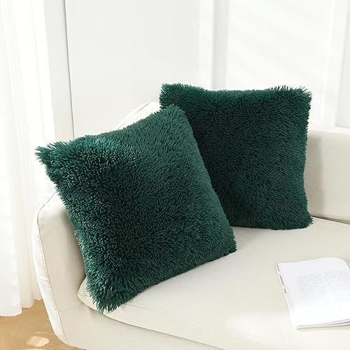 NordECO HOME- Funda de cojín de forro polar de piel sintética de lujo, funda de almohada decorativa, sin relleno de almohada, de 20 x 20pulgadas, 2