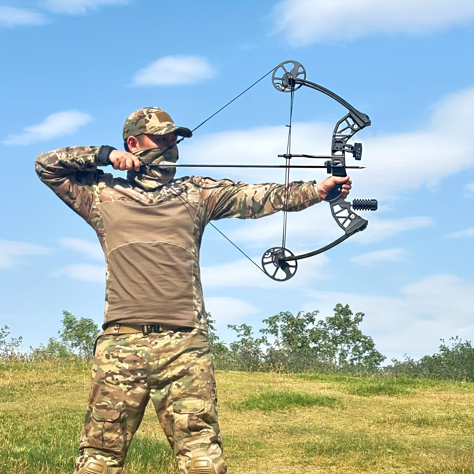 Compoundbogen-Set, 9-31,8 kg Zuggewicht verstellbar, 48,3 cm - 76,2 cm Ziehlänge, Jagd-Compound-Bögen-Set für Erwachsene, Anfänger, Outdoor-Shooting, rechte Hand