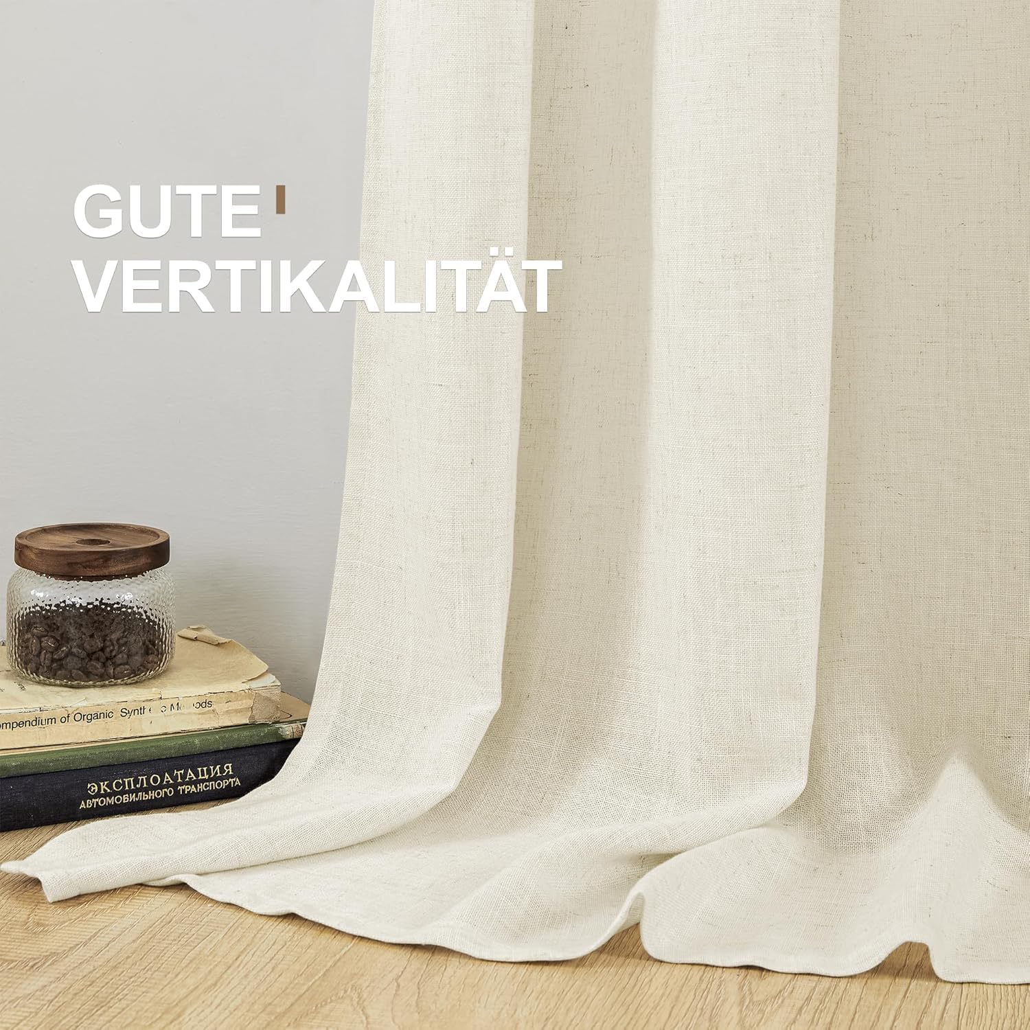 CUCRAF Echt linnen vitrage bistrogordijn keukengordijnen H 45 x B 90 natuurlijke half-transparante vitrages raamgordijnen gordijngordijn