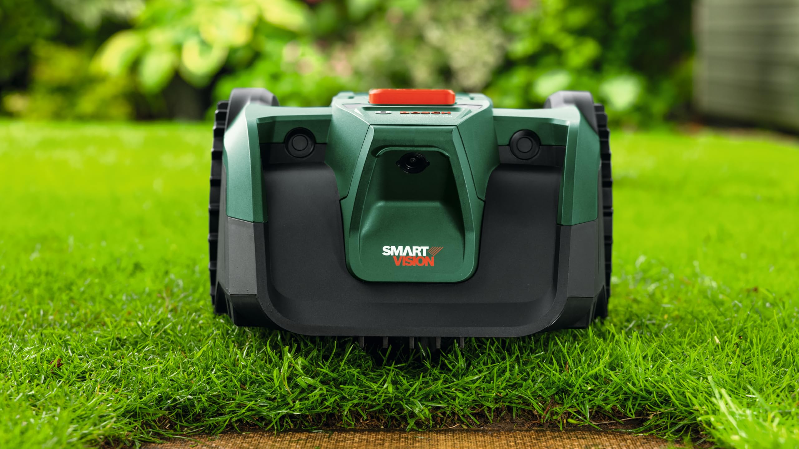 Bosch VISIMOW18V-100 - Robot tosaerba senza fili, per prati fino a 100 m², larghezza di taglio: 16 cm, altezza di taglio: 20-60 mm, batteria e caricabatterie inclusi