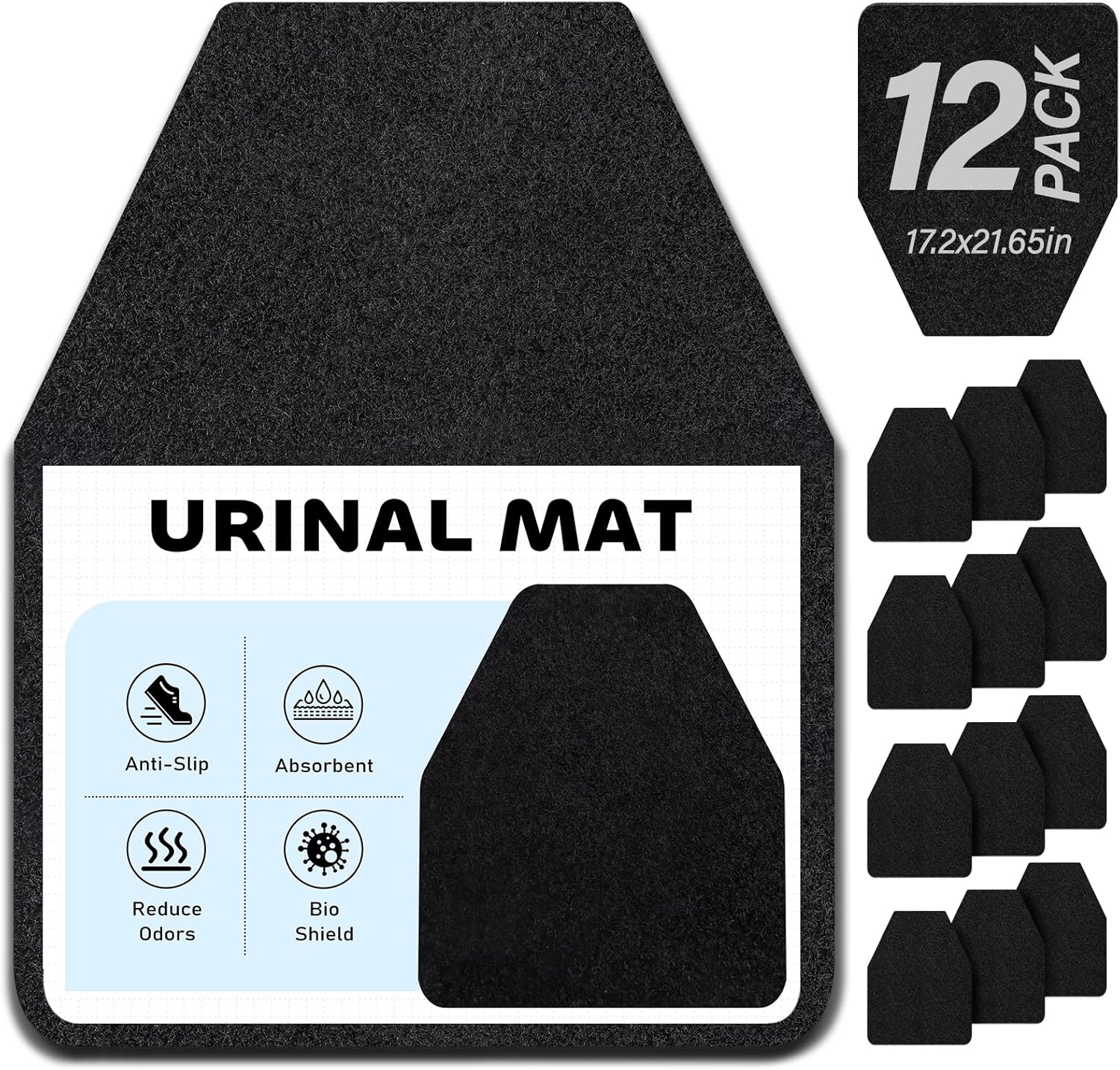 Urinal Mats for Men Bathroom,Urinal Floor Mats for Commercial Restrooms,Non-Slip,Water Deodorization,Disposable Urinal Mats Reusable,Urine,Large 17Inch x 20.5Inch