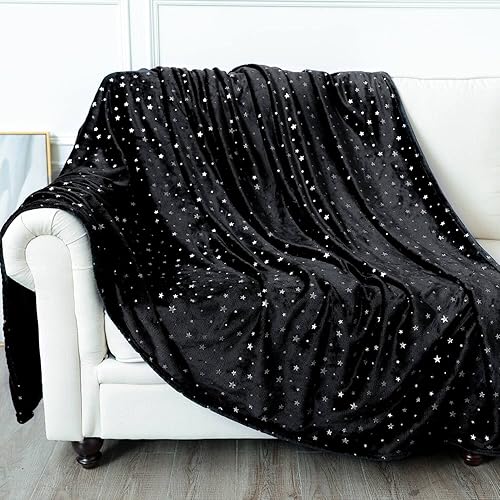 Miniatura 2 de NANPIPER Manta de vellón, manta suave y mullida con estampado de estrellas, tamaño individual de microfibra acogedora y lujosa, 65 x 80 pulgadas,