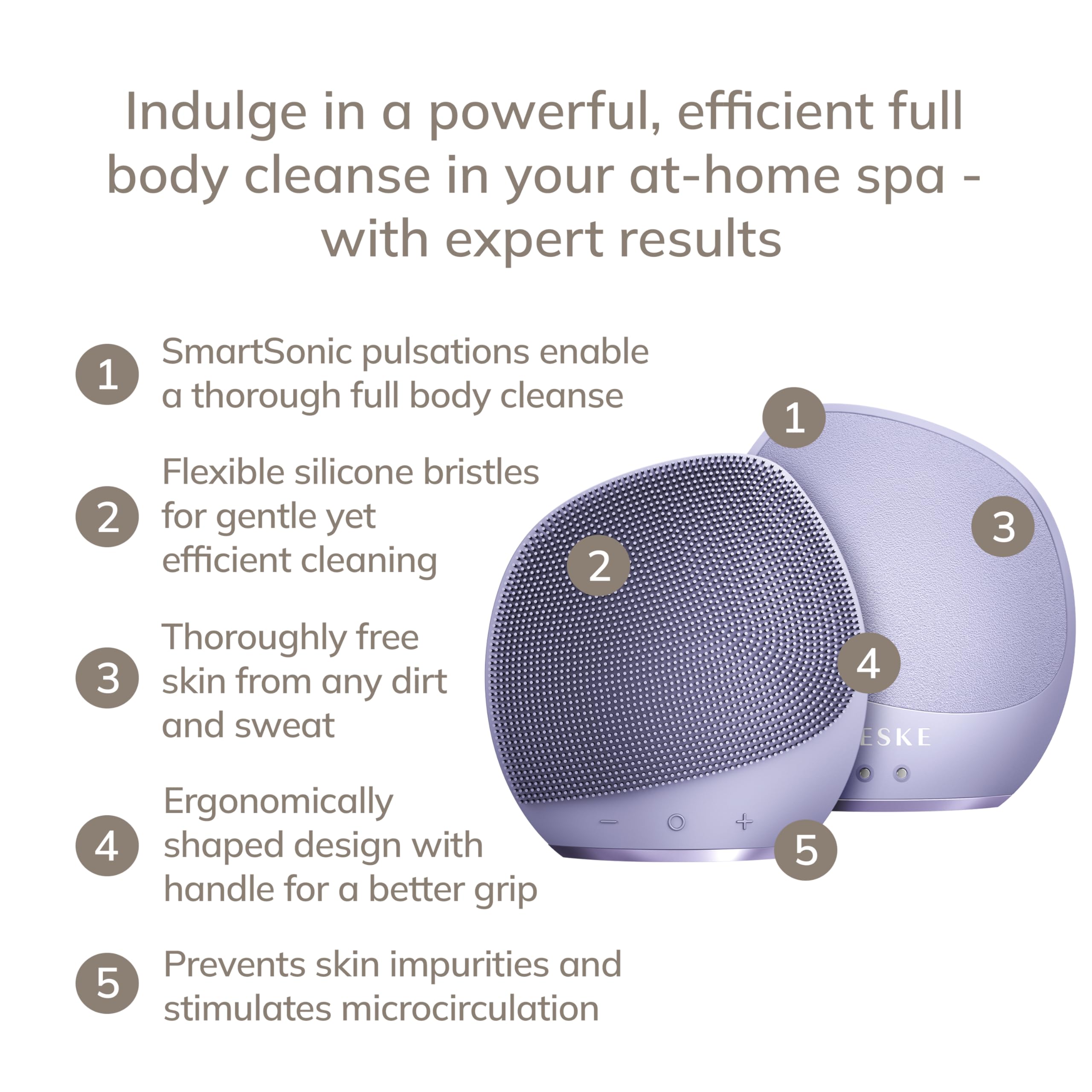 GESKE Sonic Body Brush & Intensive Exfoliator, Purple - Image 2
