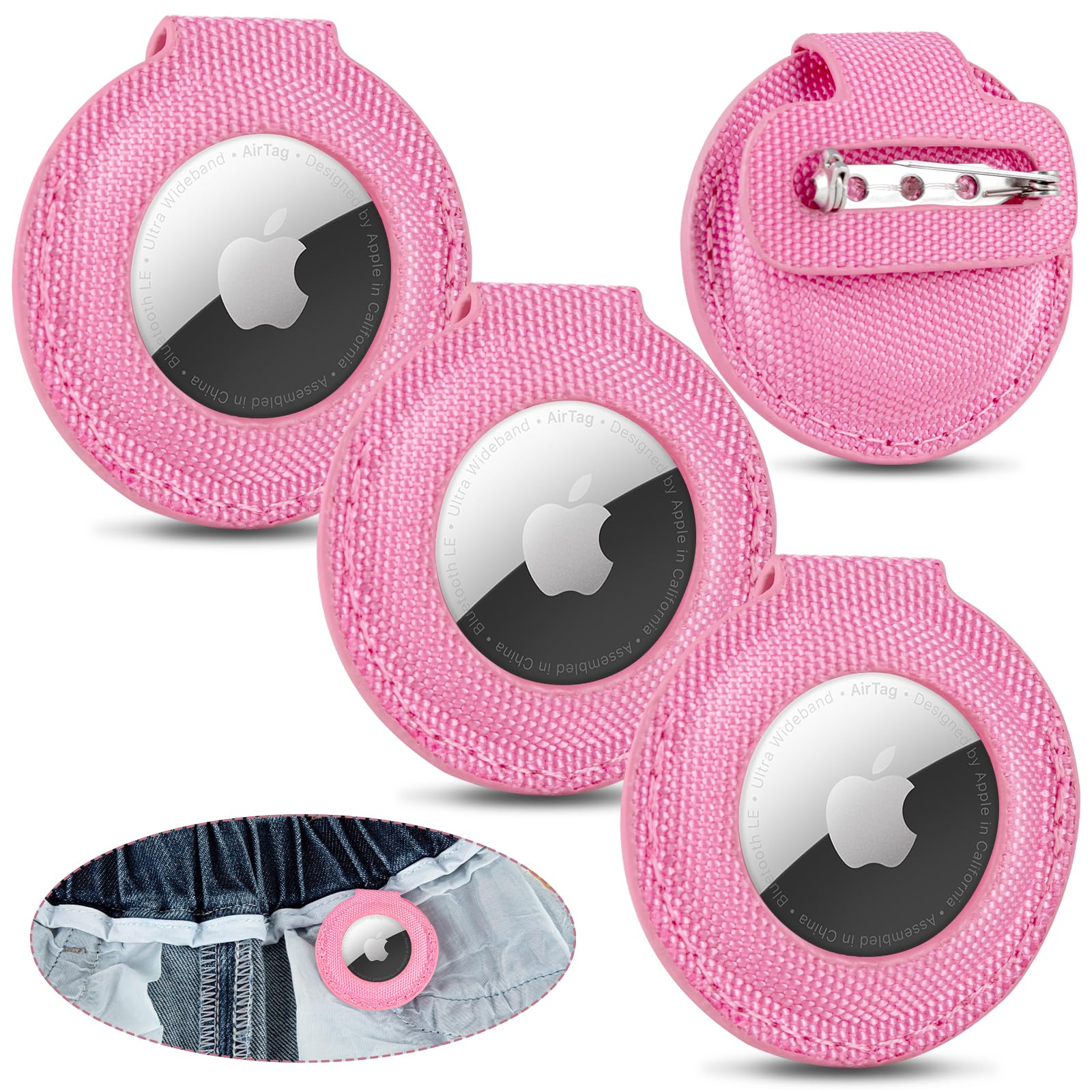 AirTag Holder for Kids,PSRAT 4 Pack Braided AirTag Case Hidden Kids Tracker Compact with Apple AirTag (Round 4 Pack)