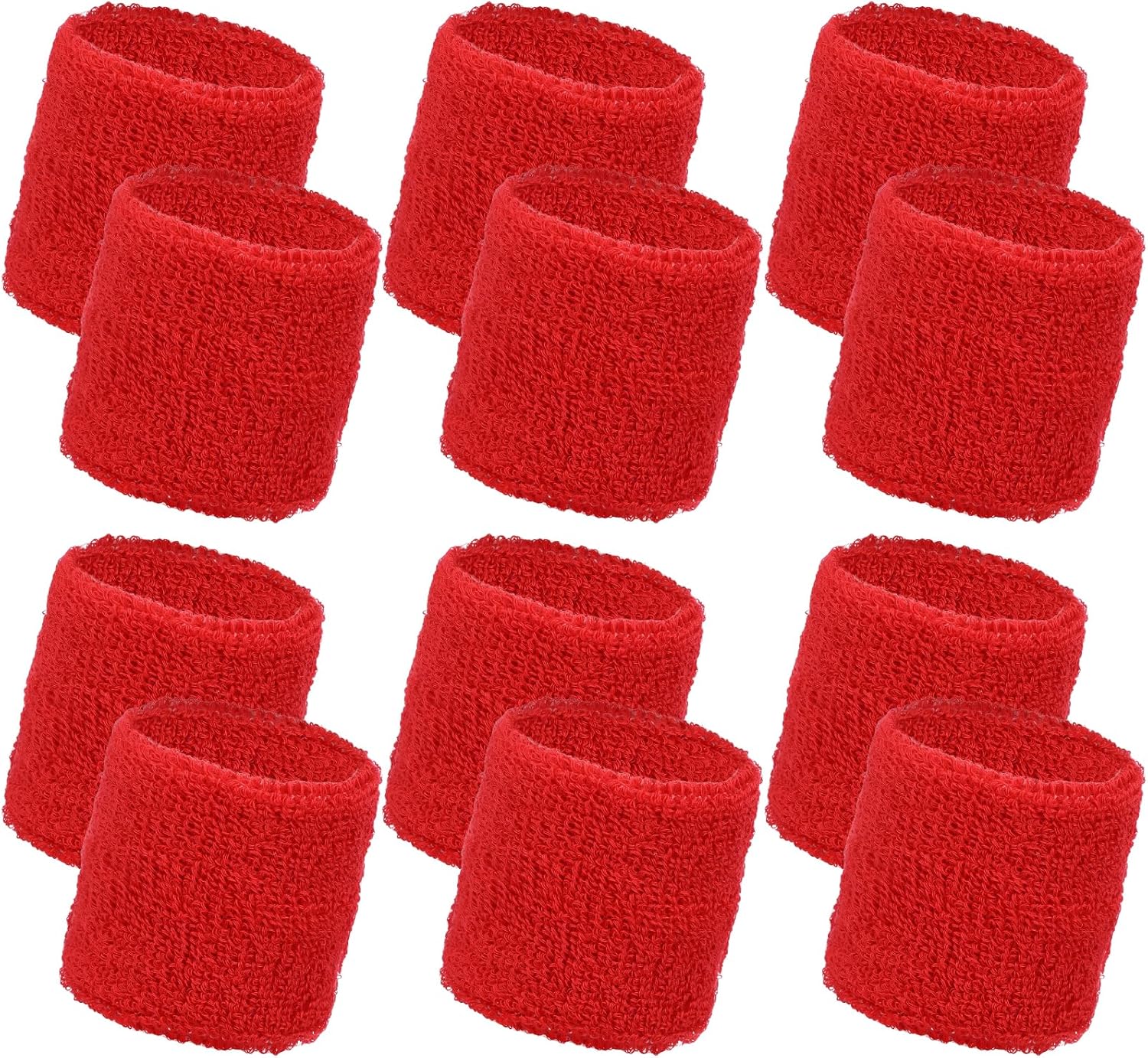12Pcs Red Wrist Sweatband, Elastic Sports Wristbands for Men, Women, Kids, Red Wrist Bands for Tennis, Basketball, Running, Working Out (2.6 inch)