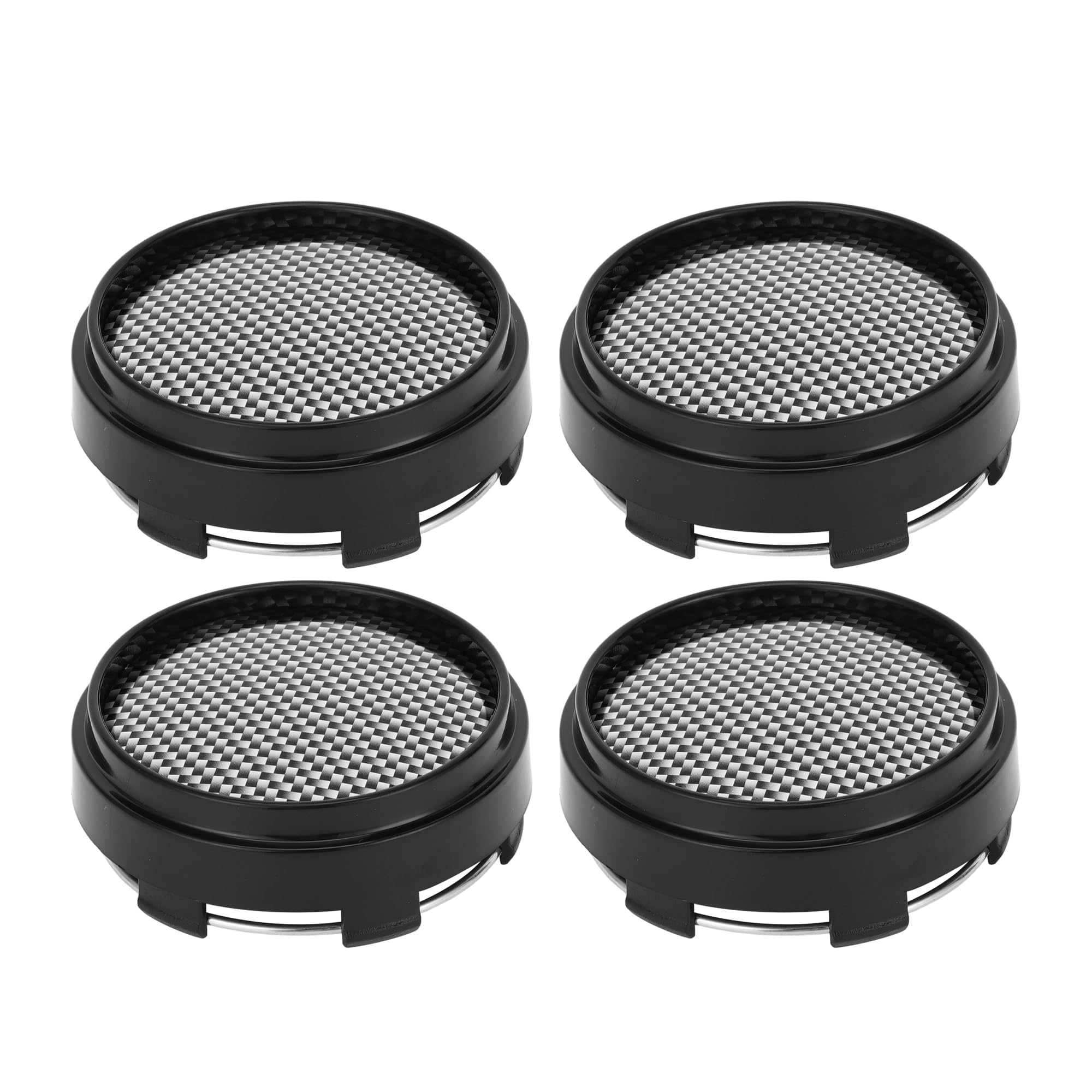 Cache-moyeux plastique noir à motif progressif carbone diamètre 66 mm
