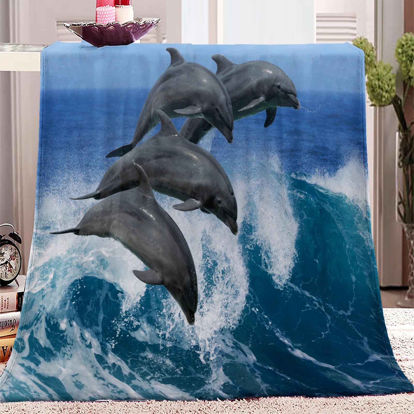 MUNOOR Elefant Kuscheldecke 100x130 Cm - Flanell Wohndecke Mit 3D Tiermotiv