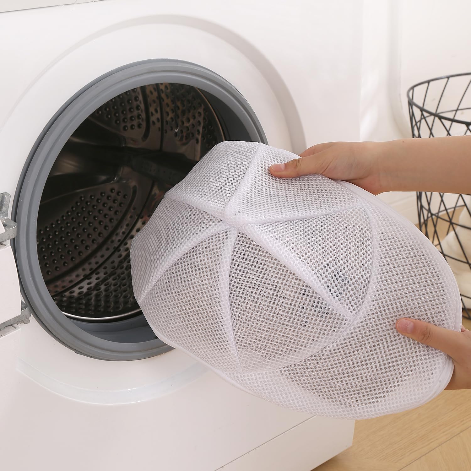 HOKIPO Mesh Laundry Bag for Caps - Dual Layered Cap Protector Wash Bag, Cap Mesh Bag for Washing Machine, Hat Washer Laundry Bag (AR-5888)-image-4