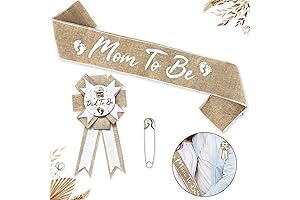 Neutral Burlap Mom to Be Sash Dad to Be Pin Rustic Boho...
