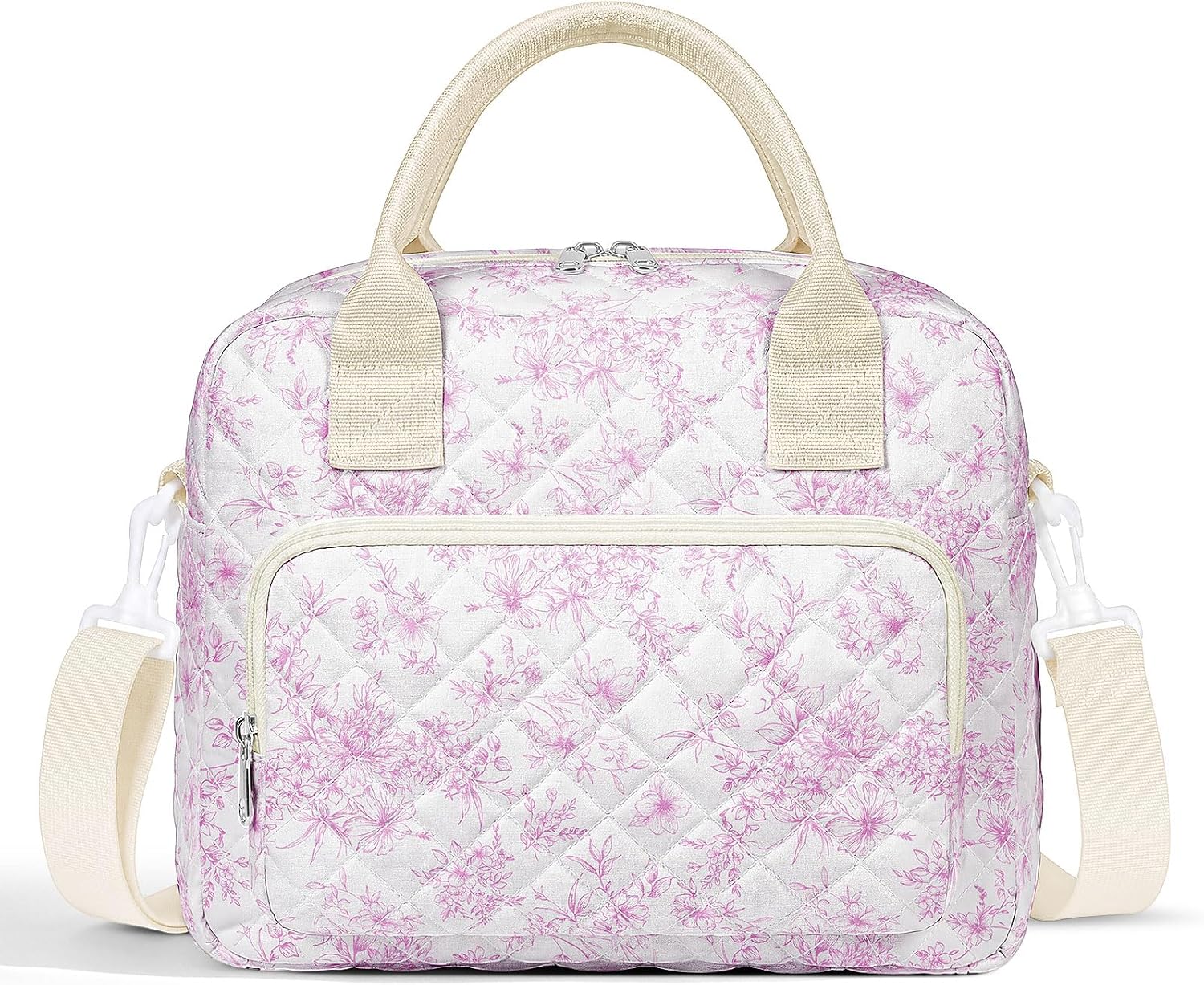 WOBAGMEN Quilted Lunch Box for Women, Insulated Lunch Bag for Adult, Cute Lunch Tote Bags for Work Picnic Travel (Green Stripes, M) image 3