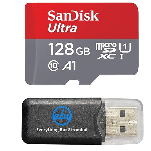 SanDisk 128GB Ultra Micro SDXC Memory Card Works with Samsung Galaxy Tab S4, J2 Pro, J7 Prime 2, A6, A6+, J6, J8 Cell Phone UHS-I Class 10 100mb/s Bundle with Everything but Stromboli Card Reader