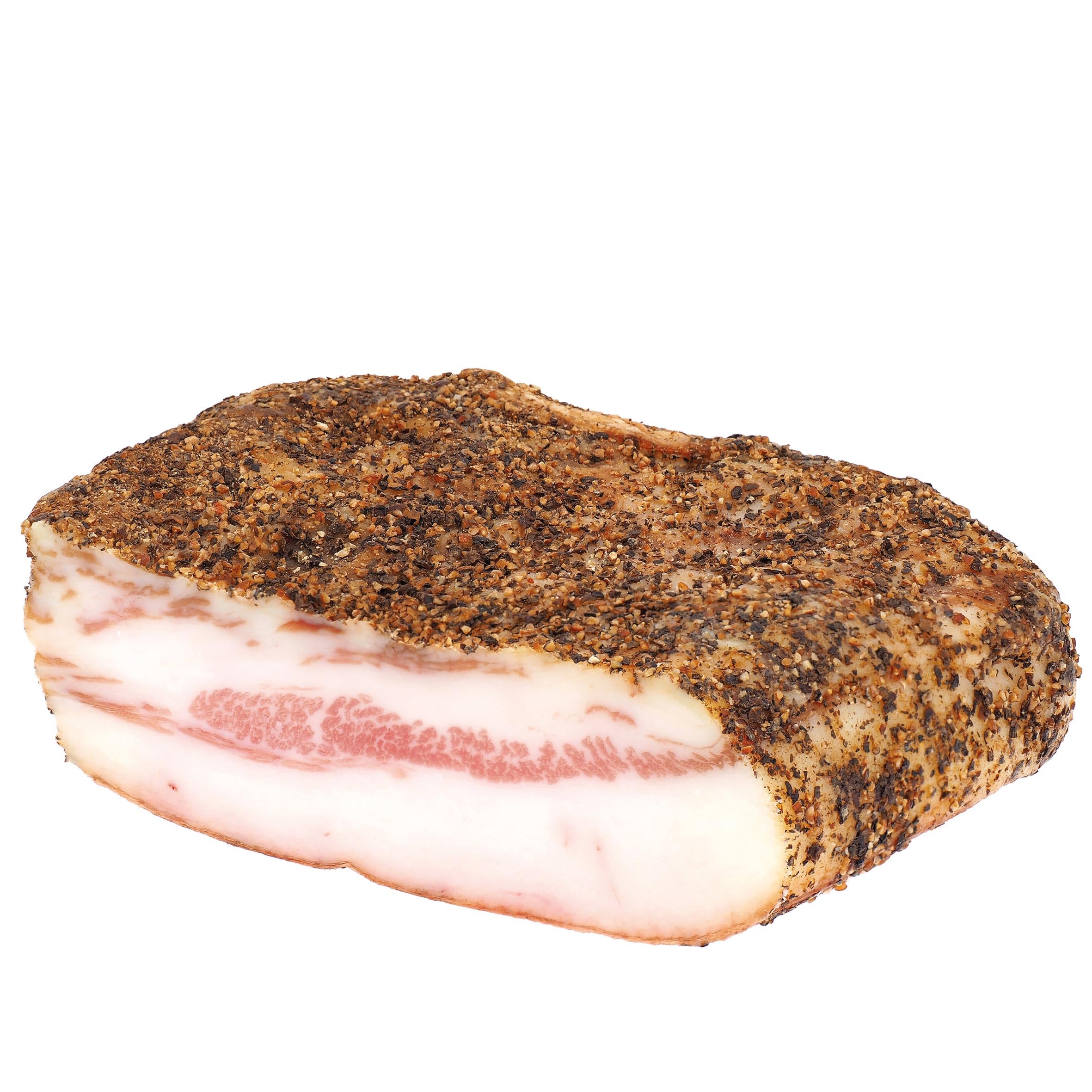 Delikatess Express | Guanciale luftgetrocknet - Schweinebacke aus Italien, traditionell gewürzt mit Pfeffer - für Amatriciana- und Carbonara 450 g