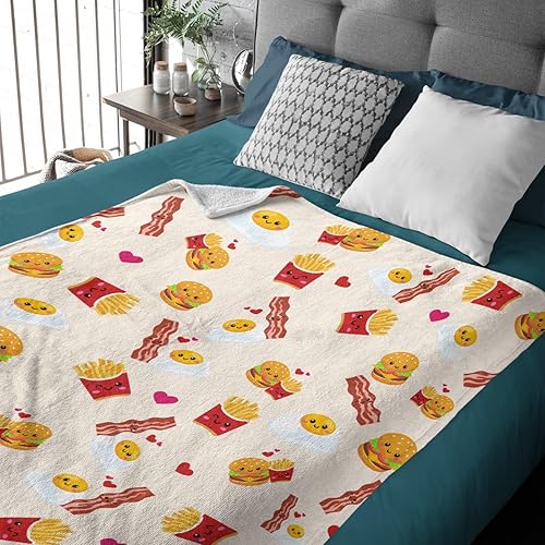 Miniatura 3 de Darani Hamburger Fries - Manta ligera y súper suave y acogedora, cálida y ligera, manta de franela suave de 50 x 40 pulgadas, pequeña para cama
