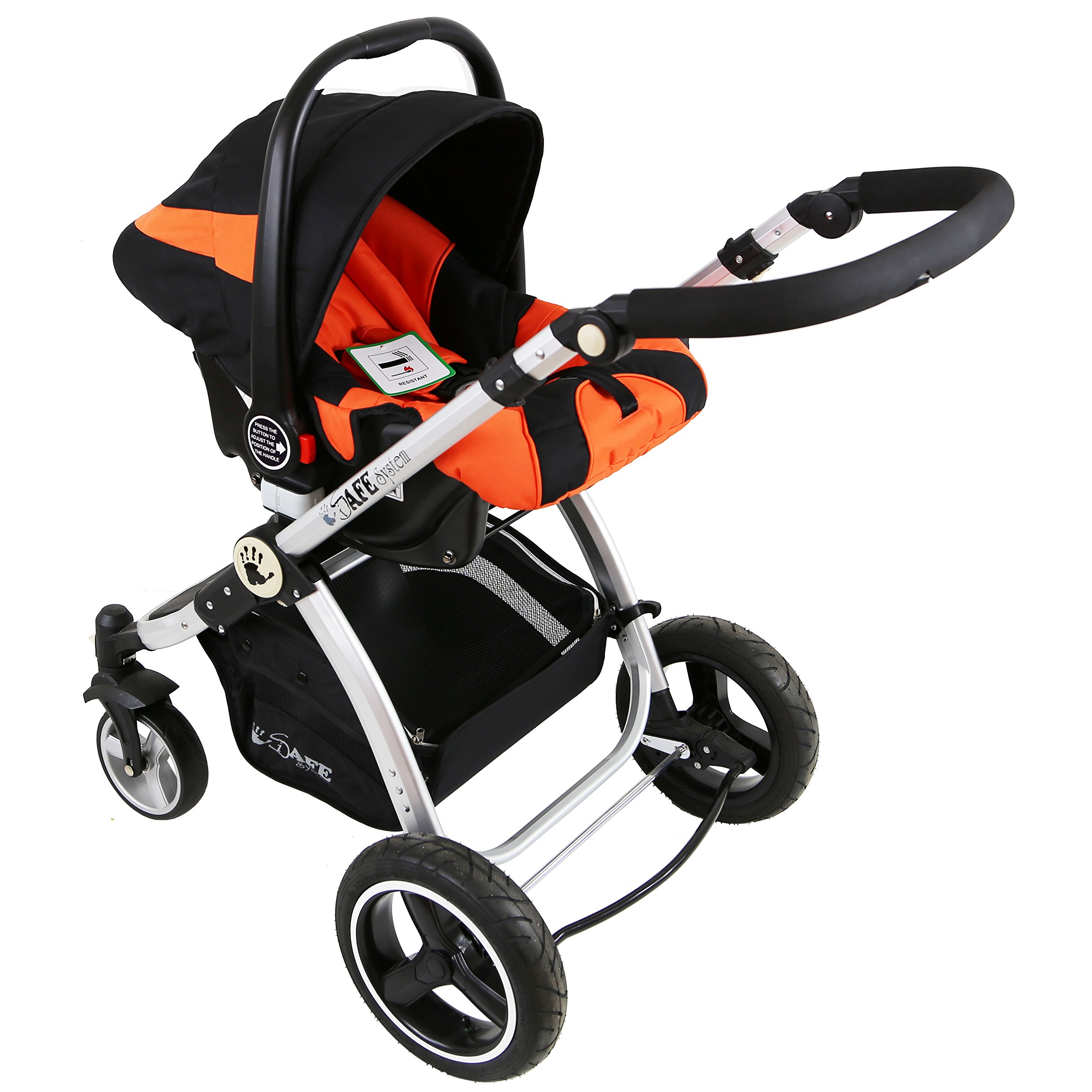 iSafe System Orange Trio Travel System Pram & Luxury Stroller 3 in 1