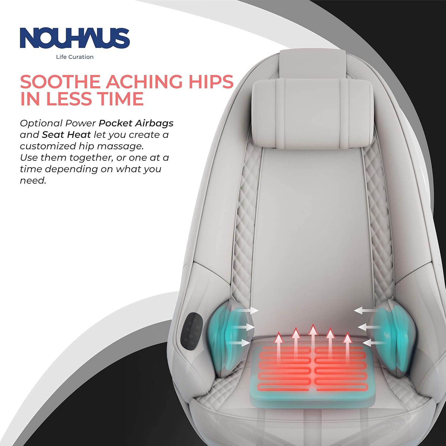Nouhaus Modern Massage Chair with Ottoman. White Leather Chair, Recliner Chair Shiatsu Massager and Massage Chair with Heat. Head to Butt, Full Body Massager and Comfy Lounge Chair: Furniture & Decor