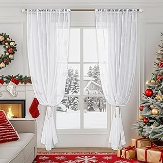Beauoop Sheer Christmas Curtains 84 Inches Long 2 Panels for Living Room...