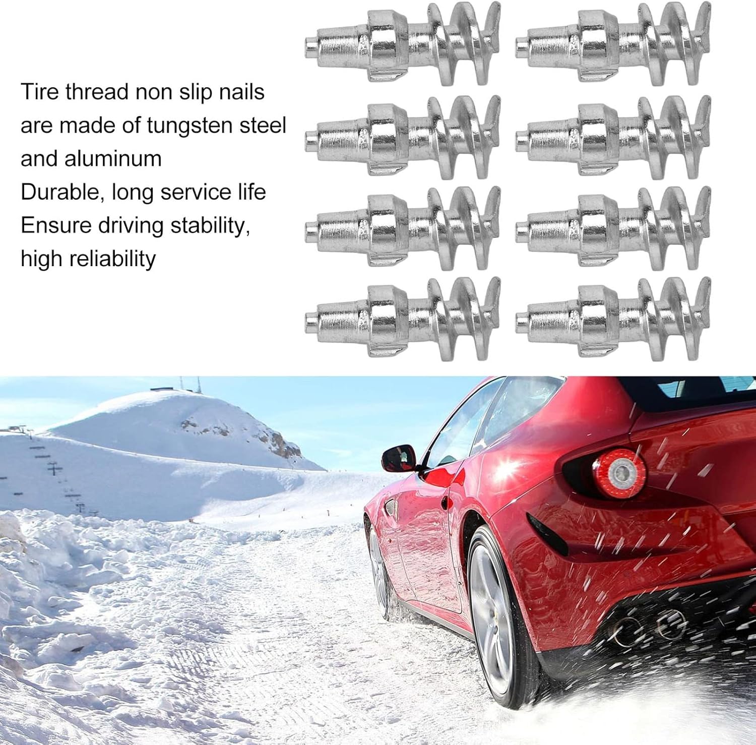 KIMISS 50PCS Tire Studs for Auto Truck Forklift, Threaded Snow Screw Stud with Tungsten Steel Tips, Anti-Slip Grip for Winter Tires, Vehicle Wheel Traction Enhancer