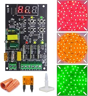 Traffic Light Controller Sequencer with Led Light 3 Color with 39+ Sequences, 3 Channel 80VAC-260VAC, LED Display, (LED Board High Luminance + Controller)