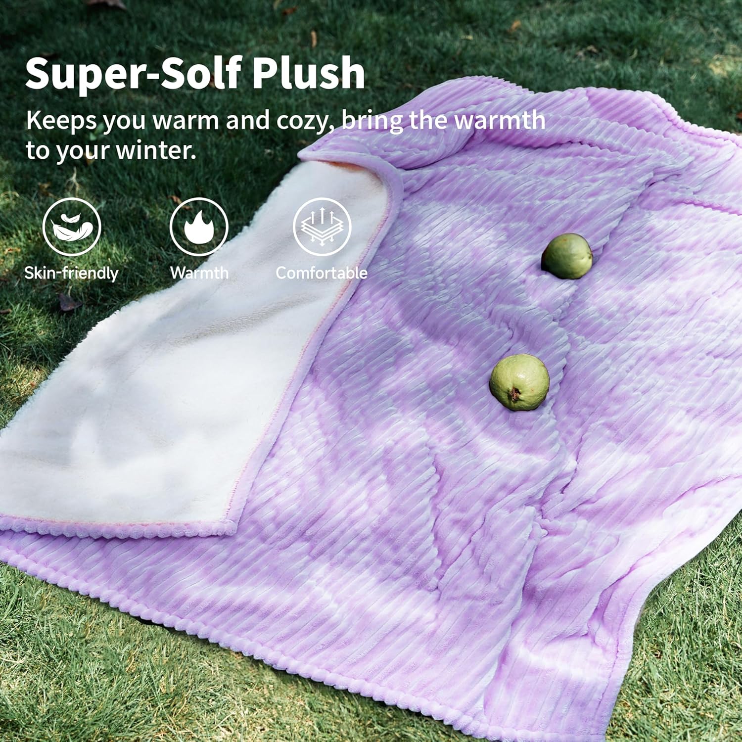 Heated Blanket Electric Blanket Throw 50”X60”-Heating Throw with 5 Heat Settings-3 Hours Auto Off,ETL Certified,Machine Washable (Purple) - Image 5