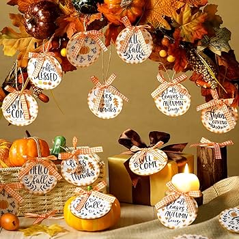 Amazon.co.jp: 40個 秋のオーナメント 感謝祭 木製 秋 吊り下げ