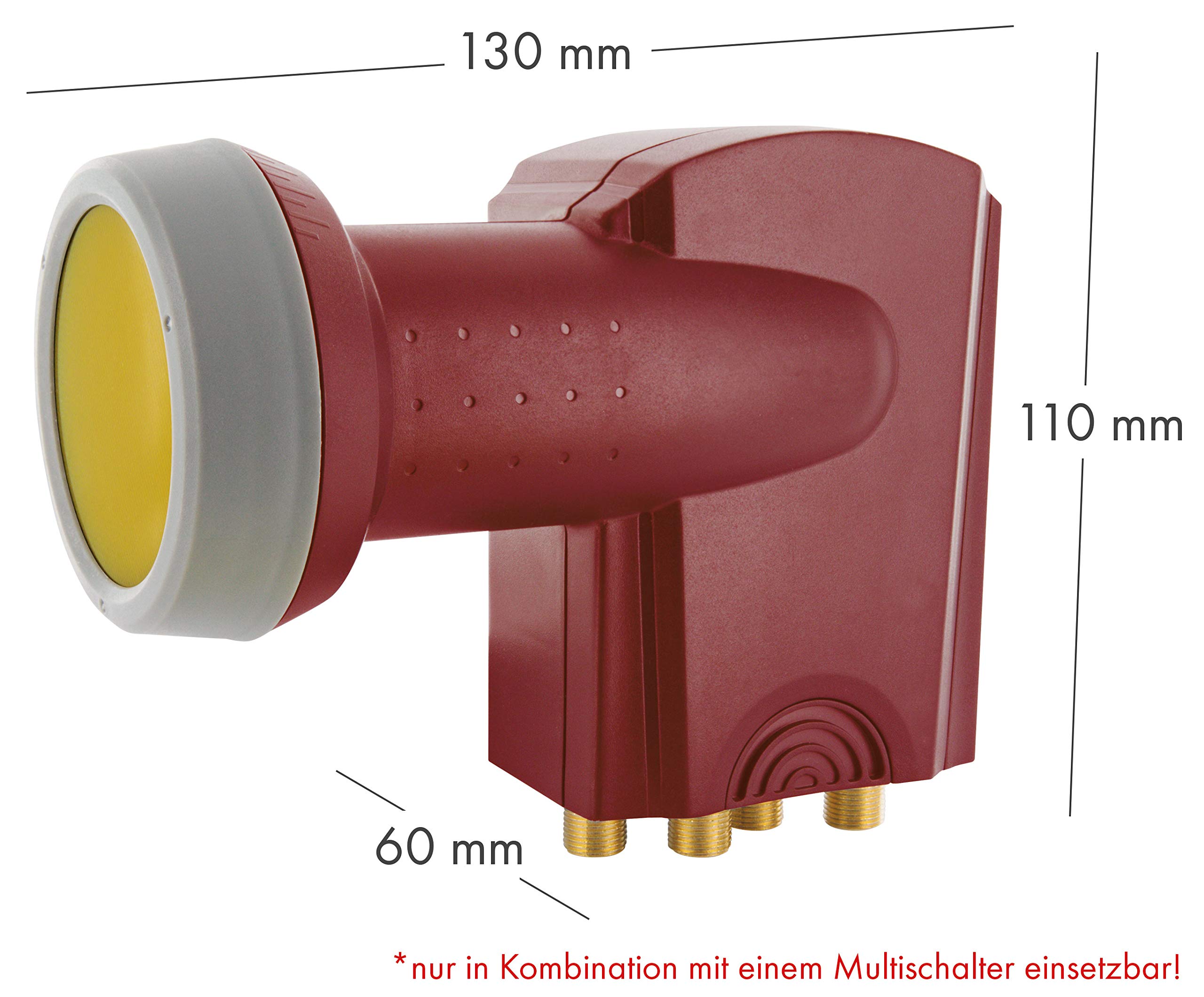Schwaiger Quattro LNB 40mm Sun Protect Ziegelrot