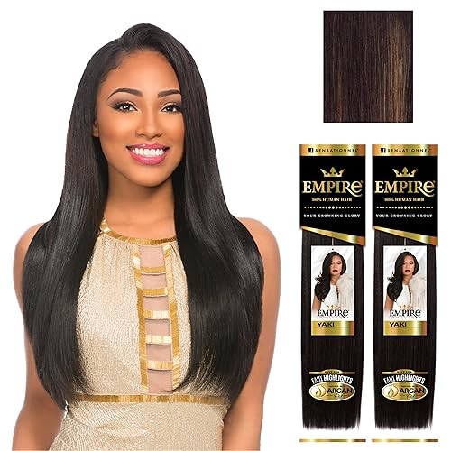 Miniatura 19 de Sensationnel Empire Yaki - Extensiones de cabello humano virgen Yaki con textura Yaki para tejer y coser en estilos – Liso Yaki paquete de 2