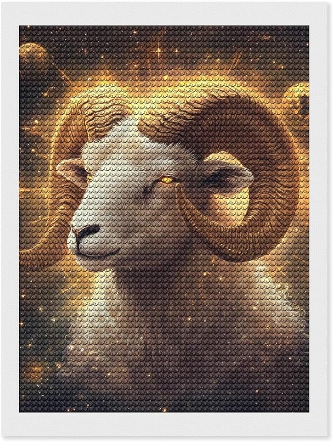 Zodiac Sign Aries Golden Round Diamond Art Painting Kits Picture Full Drill Arts Craft Gifts