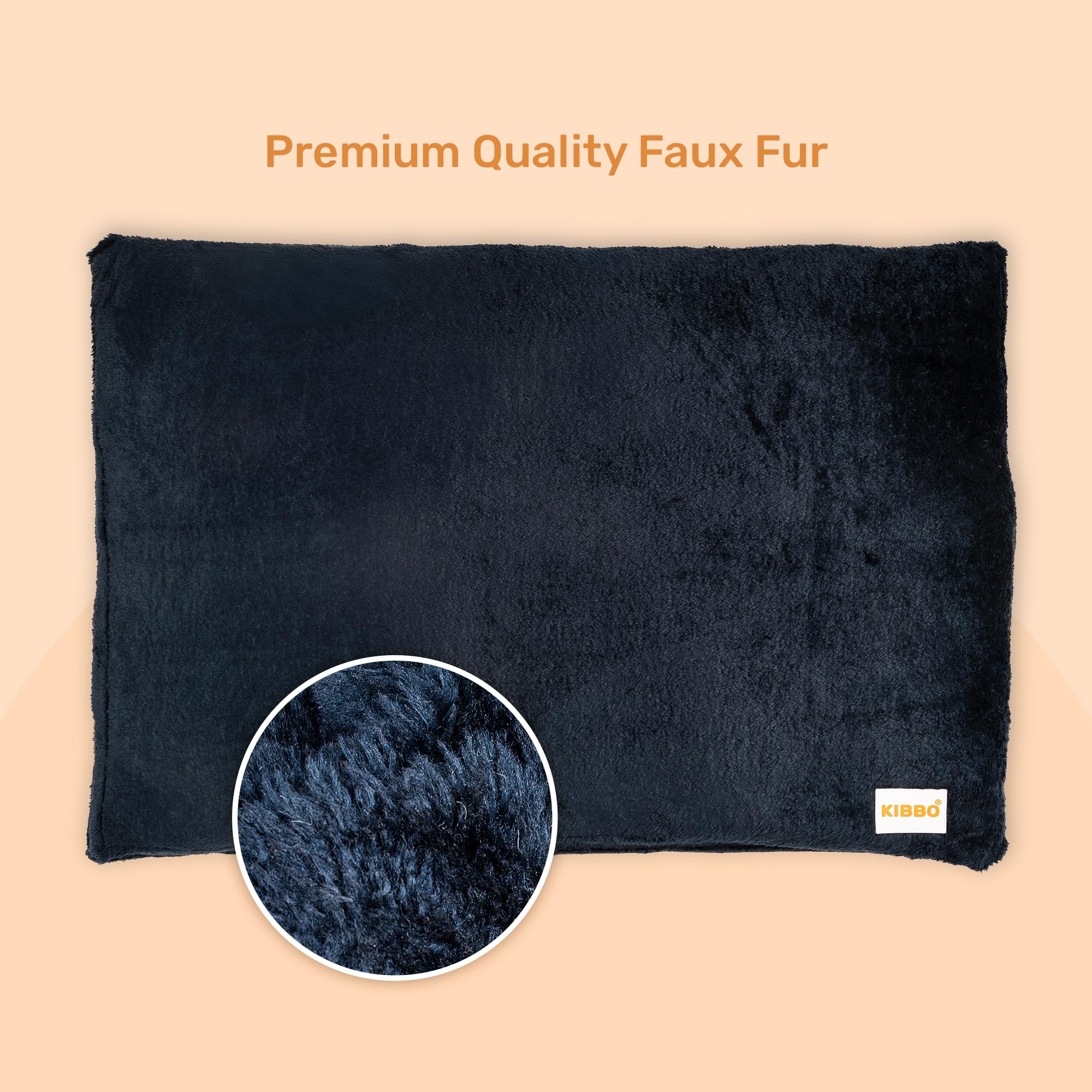 KIBBO Faux Fur Winter Flat Bed for Dogs & Cats| Detachable Cover & Anti-Skid Base with Soft Faux Fabric, Spacious & Versatile Design for Extra Comfort | Small Size Breeds (Blue) 1