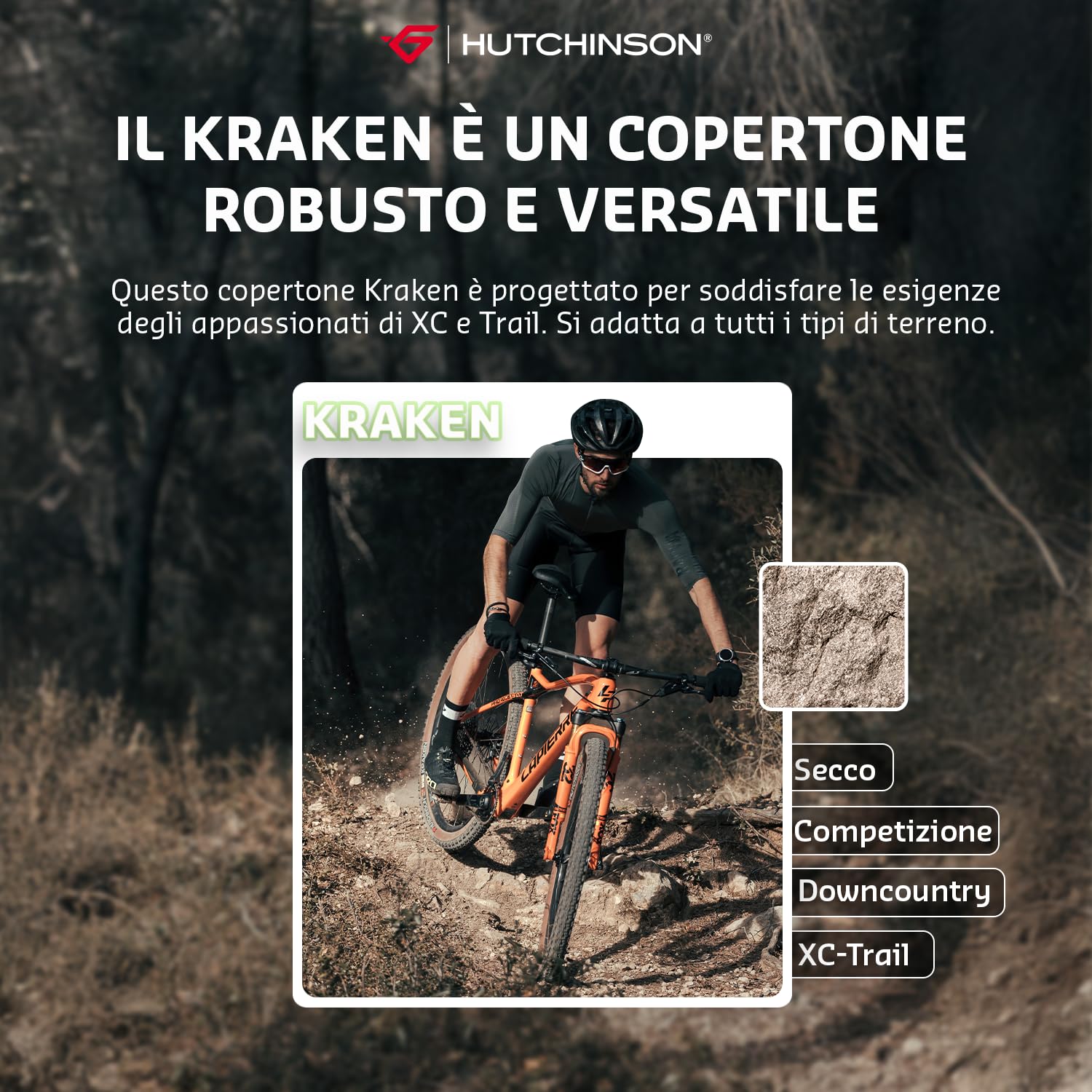 HUTCHINSON - KRAKEN - Pneumatico MTB - Per tutte le avventure - Versatilità, aderenza e sicurezza - Cerchietti flessibili - Nero - Tubeless Ready