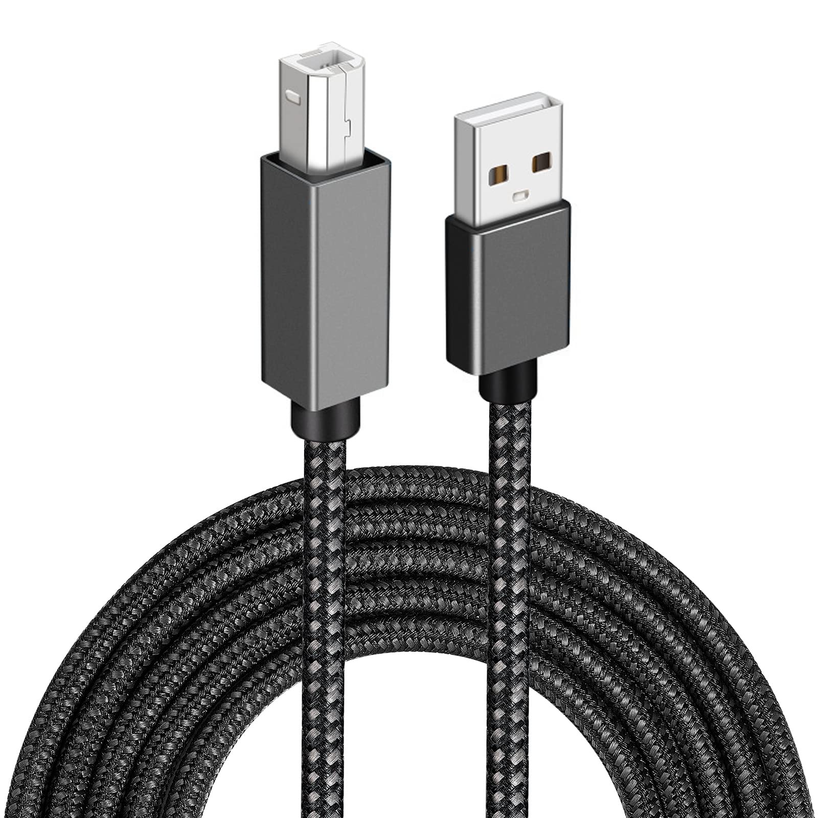 USB Printer Cable, USB A Male to USB B Male Cord - (5 Feet 1.5M) - High Speed Nylon Braided Scanner Printer Cord for HP Canon Dell Epson Brother Lexmark Xerox Samsung Piano DAC & More