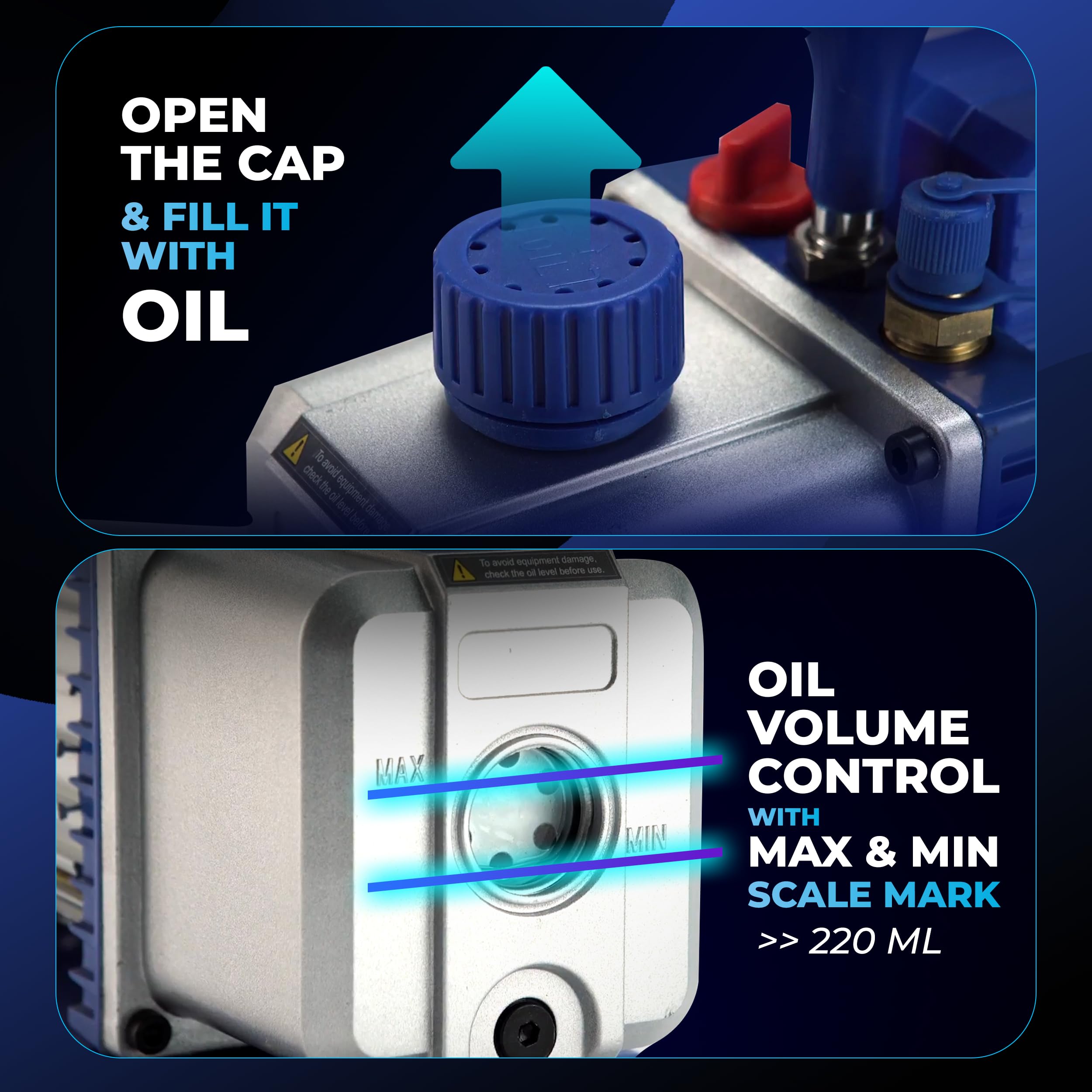 Hiatsu HVAC Vacuum Pump Kit 45CFM Air Pump, AC Vacuum