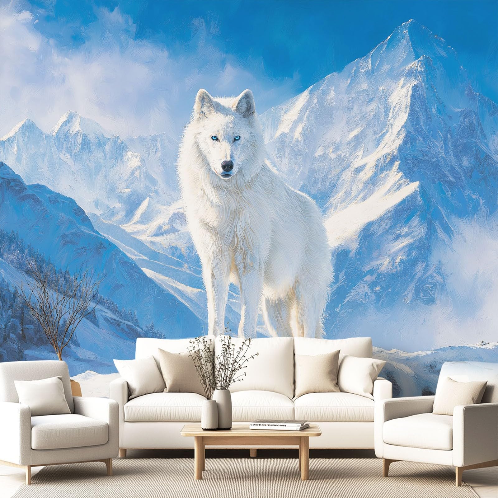Kinowa, natura, motyw zwierzęcy, wilk, Snow Berg, fototapeta, dekoracja ścienna, tapeta z motywem, 300 x 210 cm, dekoracja ścienna, tapeta ze wzorem do salonu, sypialni