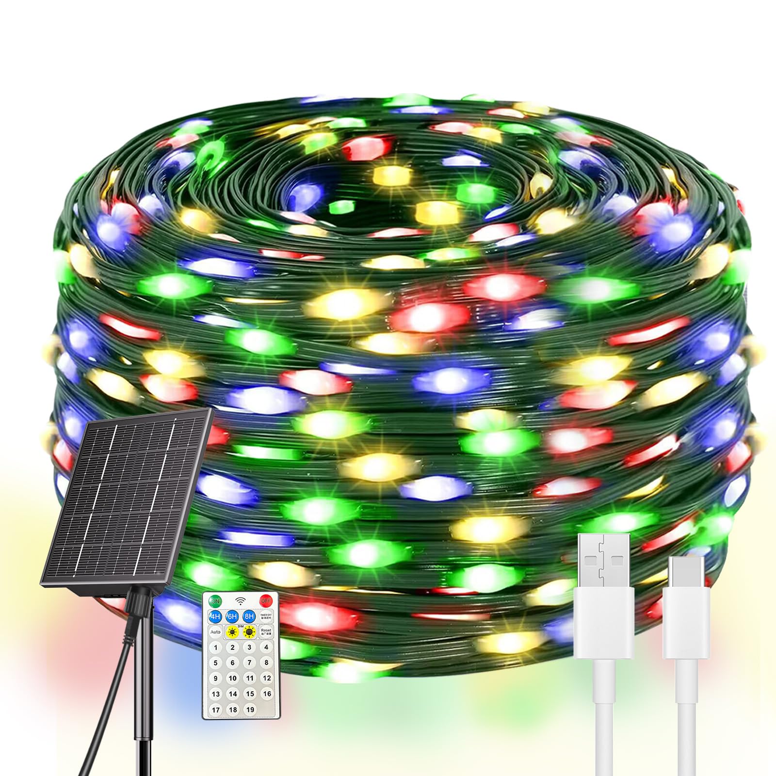 Dolucky Luces de Navidad Solares Exterior, 50M 500 LED,Cadena de Luces Colores 19 Modos Impermeable Guirnalda Luces Decoración para Arboles de Navidad Fiesta Boda Patio Jardine Terraza
