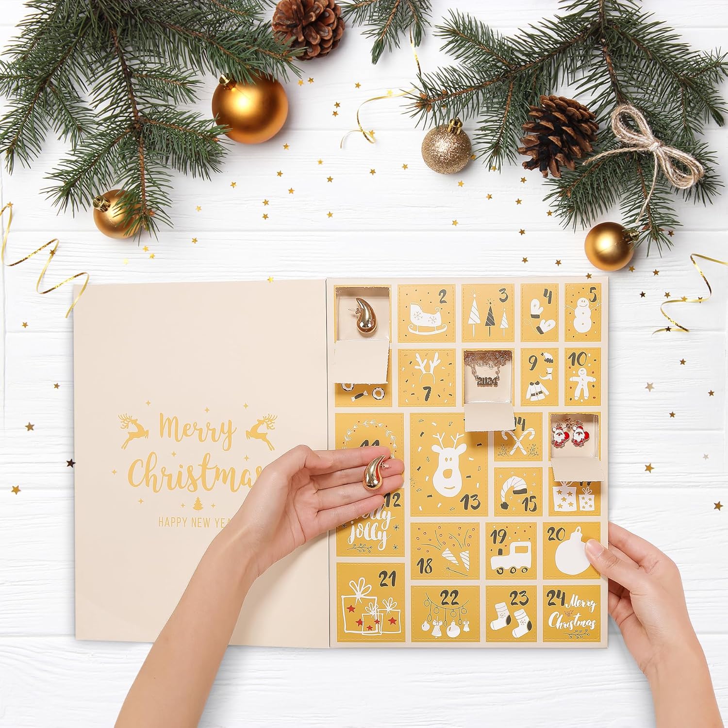 WEDDINEN Jewelry Advent Calendar 2025 for Women Adult Girls, Christmas 24 Days Countdown Calendar Xmas Box Gifts, Earrings Necklace Bracelet Ring - Image 2