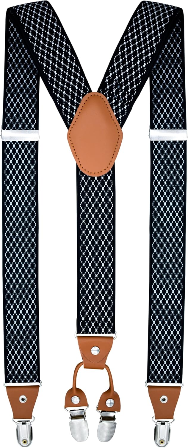 trilece Mens Suspenders Solid Straight Clip Adjustable Y Back Costume Wedding Prom Tuxedo Dress Suspenders