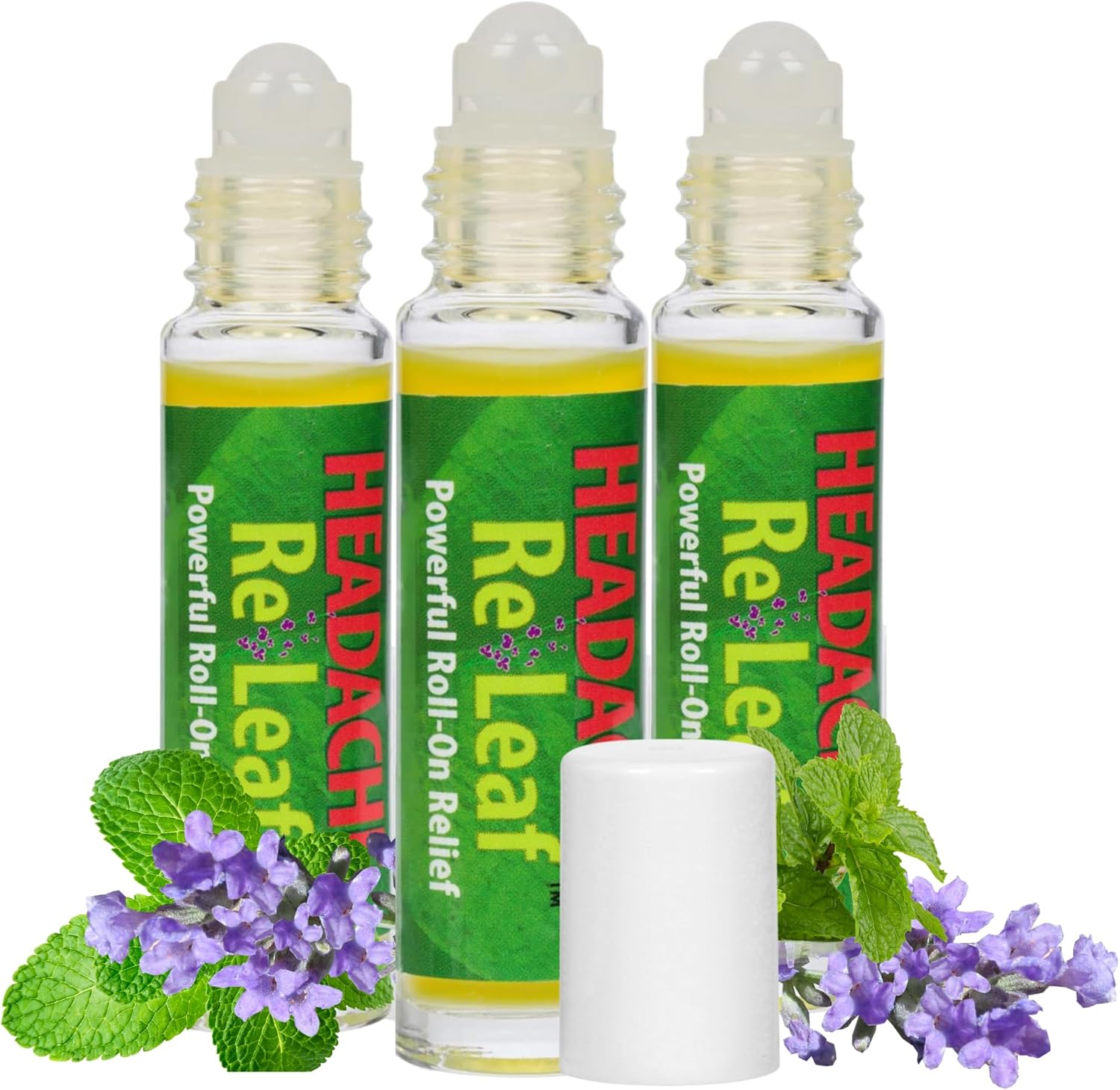 All-Natural Aromatherapy, Comforting for Tension Headaches, Throbbing Headaches and Stress, Roll-on for Relaxation and Comfort – 3 Pack