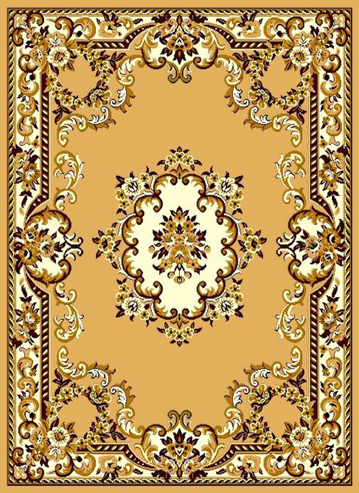 SrS Rugs® Luna Collection, Living Room Rug and Hallway Runner, with Soft Smooth 8mm Pile. Traditional Floral Design. 6 Colours, 6 Sizes (Beige, 80cm x 150cm) — image 1