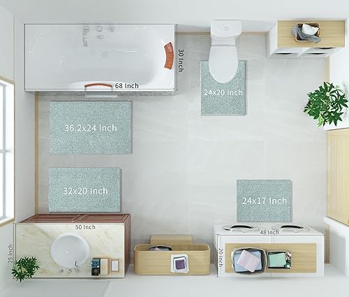 Miniatura 2 de Yimobra Alfombras de baño antideslizantes lavables de 24 x 17 pulgadas, tapete de baño de microfibra ultra suave y absorbente, alfombra decorativa