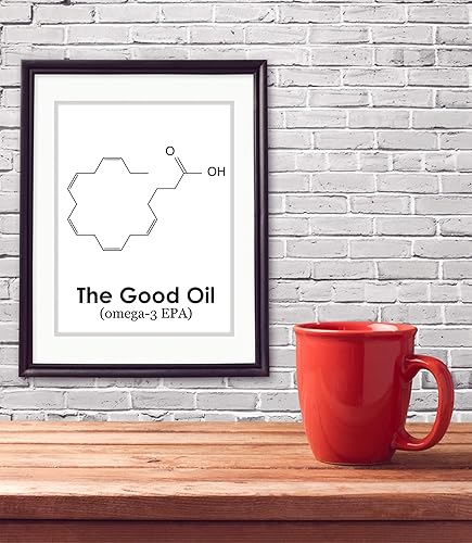 Miniatura 3 de The Good Oil Omega-3 EPA Molecule Wall Art 11"x14" Unframed Art Print Black on White for Office, Reception, Waiting Room or Kitchen Décor. Ideal For