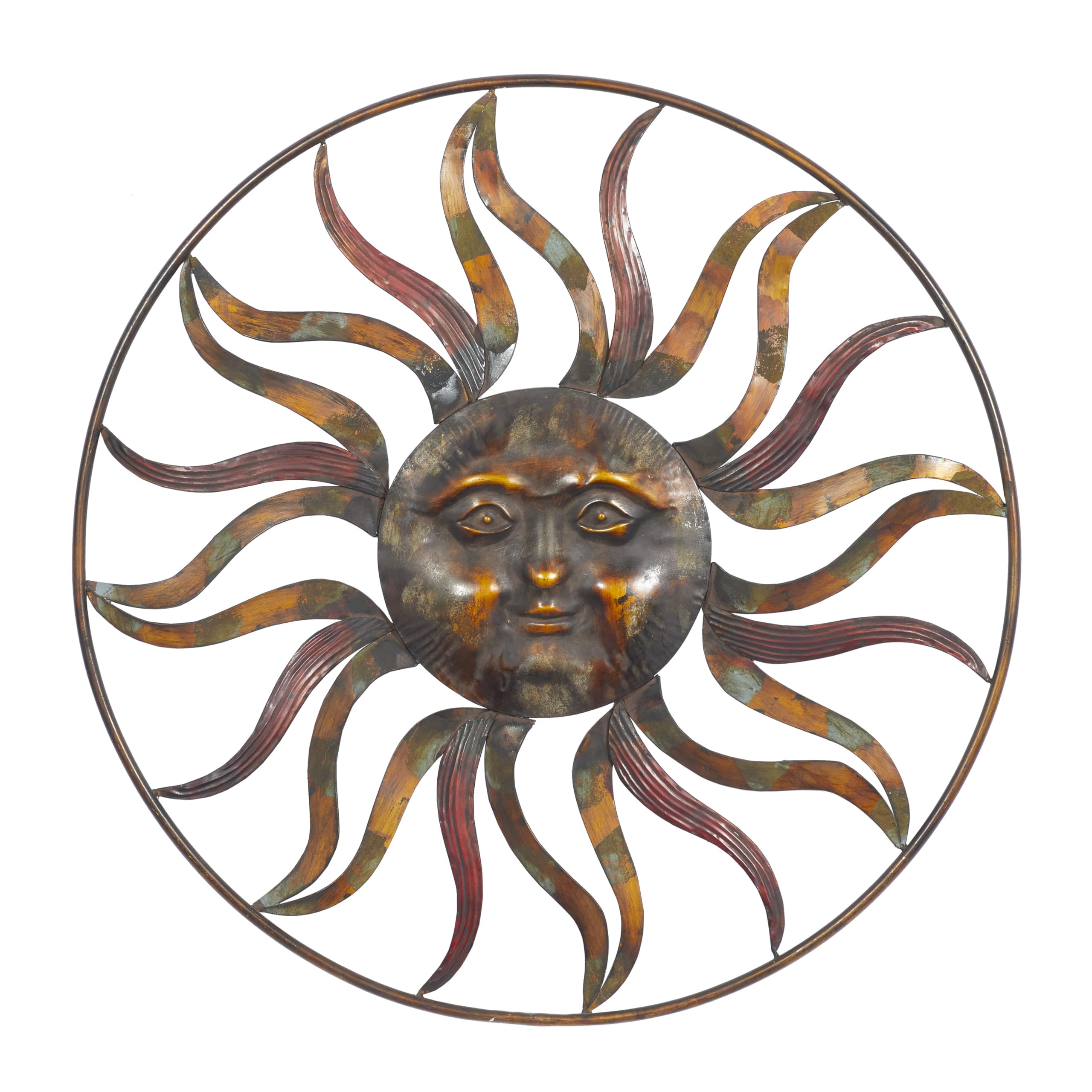 Deco 79 97917 Sun Face Wall Decor, 36"Diameter, Textured Bronze Finish