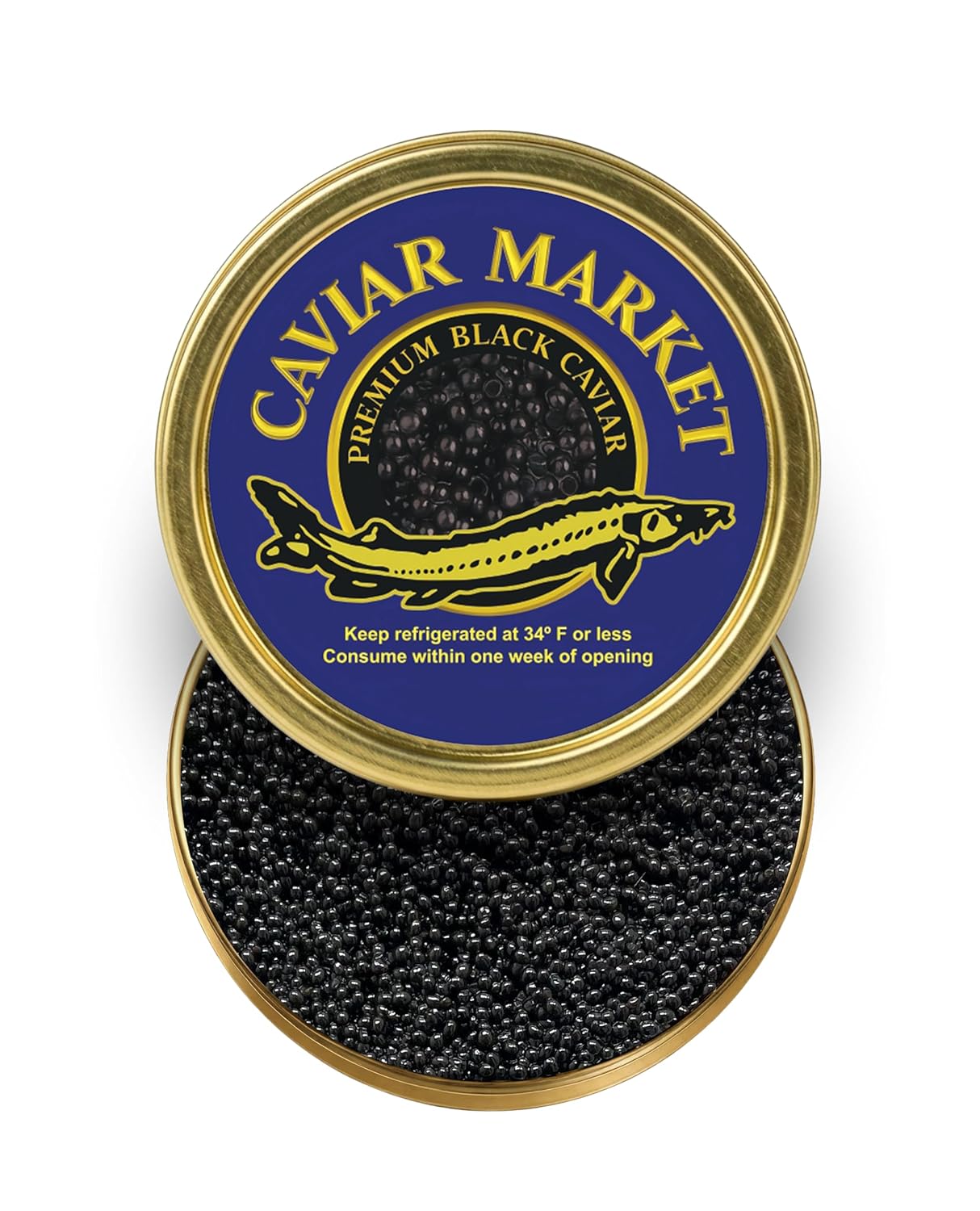 OVERNIGHT GUARANTEED Premium BOWFIN Black Caviar 100g, Freshly Packed by Caviar Market, Gift Perfect for Valentines, Birthdays, Anniversaries, and Family Gatherings.