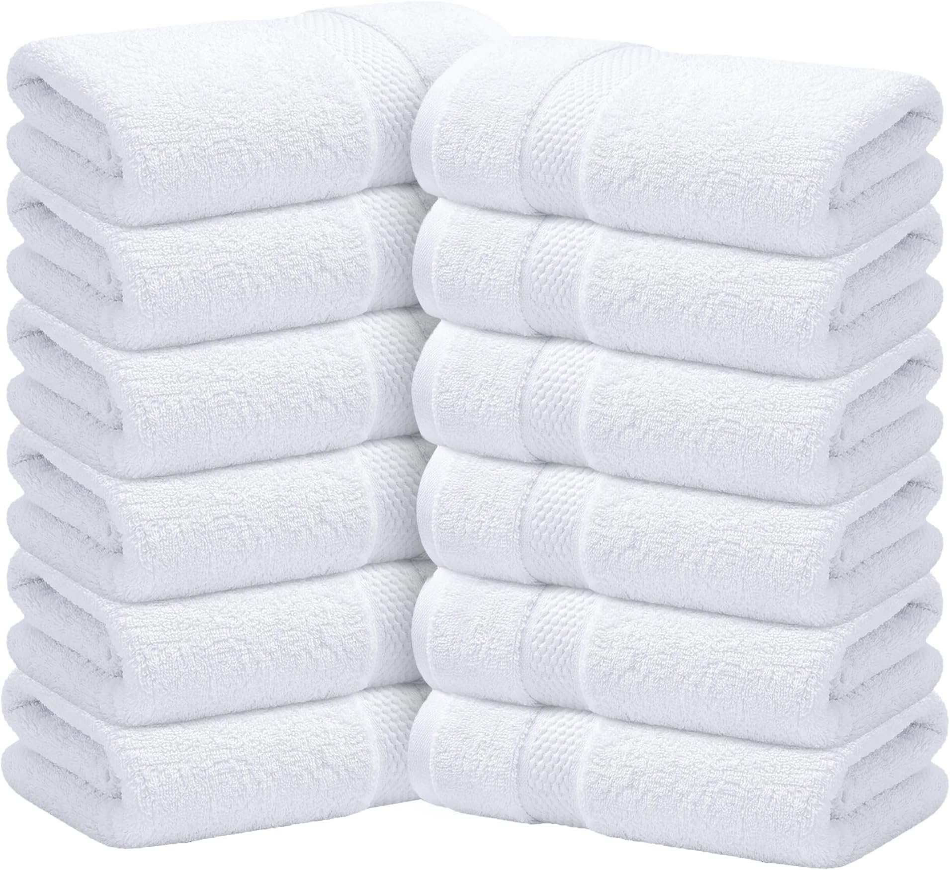Infinitee Xclusives - 12 Pack 100% Cotton Face Cloths Wash Cloths |30x30 cm| - Ultra Soft & Highly Absorbent Fingertip Towels for Spa, Gym, Hotel & Bathroom |Brilliant White|