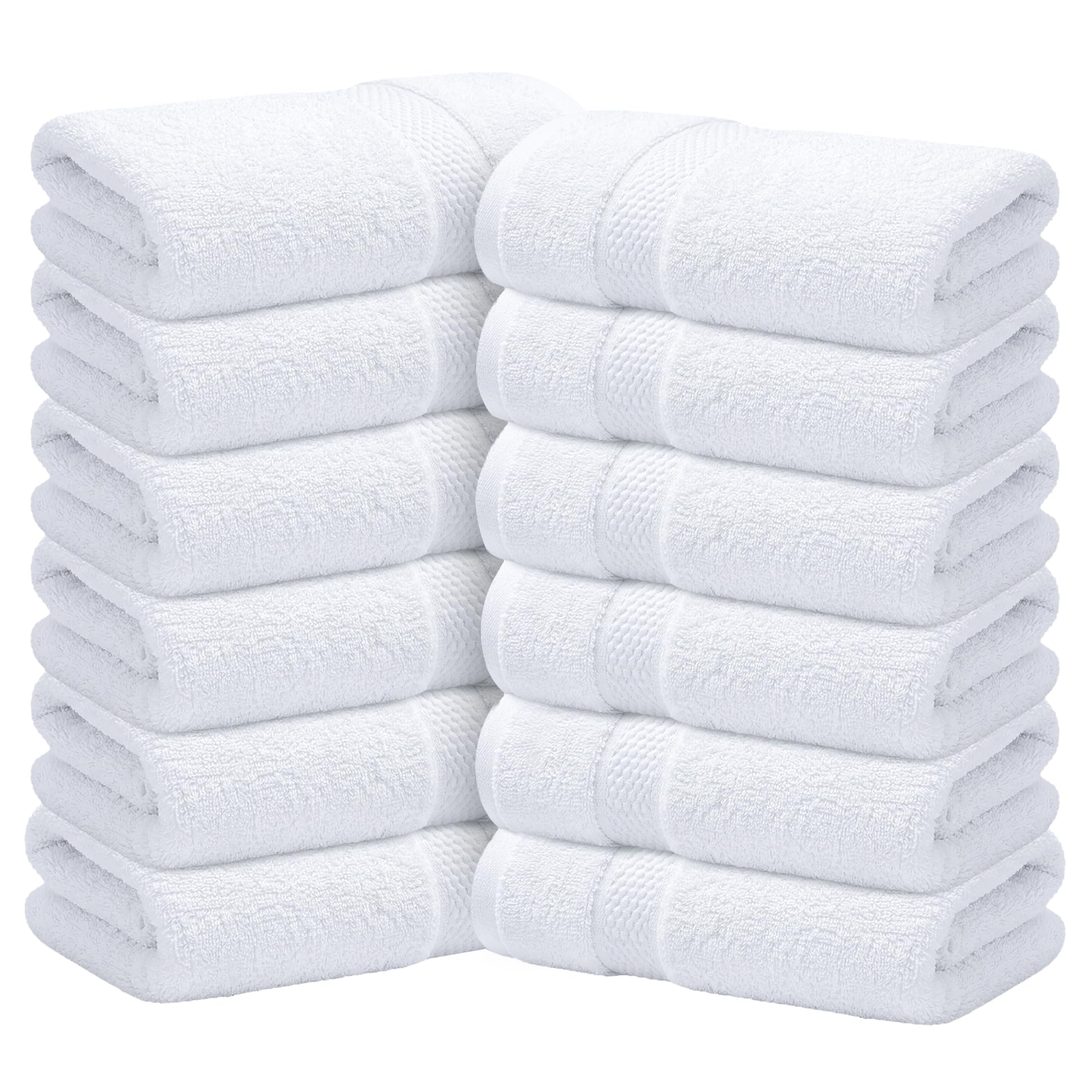 Infinitee Xclusives Brilliant White - 12 Pack 100% Cotton Face Cloths Wash Cloths |30X30 Cm| - Ultra Soft & Highly Absorbent Fingertip Towels For Spa, Gym, Hotel & Bathroom |Brilliant White|