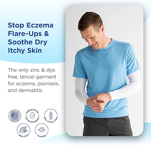 Miniatura 3 de AD RescueWear Ropa de eczema para adultos - Camisa blanca de manga larga para hombre - Alivio de la picazón, ultrasuave y ecológica, sin zinc ni