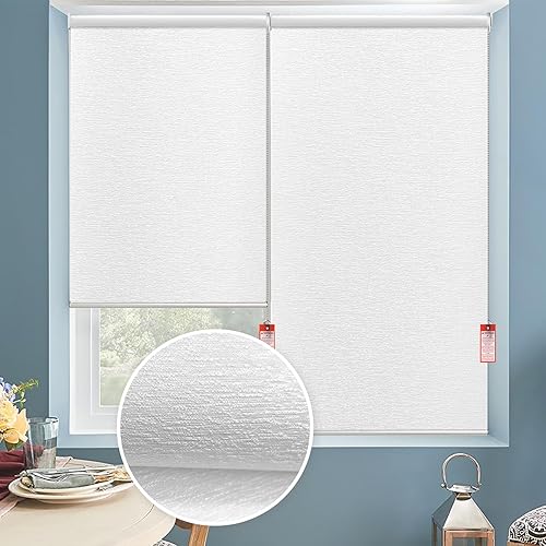 Miniatura 2 de ALLBRIGHT Persianas enrollables para ventanas, 100 % opacas, tela de protección UV, persianas con jacquard a rayas, persianas enrollables para