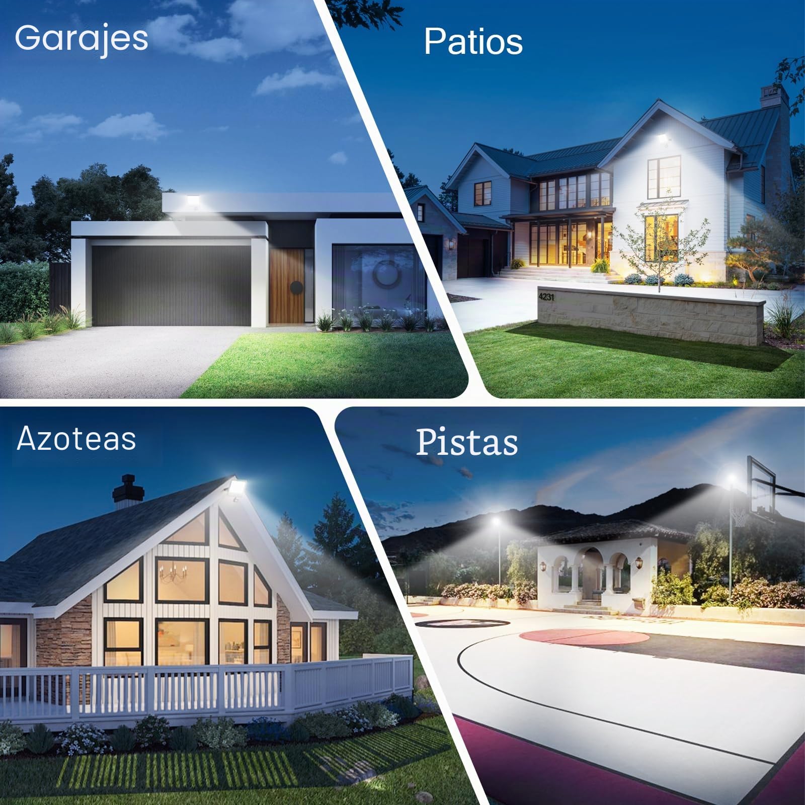 Focos LED Exterior con Sensor de Movimiento 100W, Foco LED con Sensor de Movimiento 10000LM 6500K Blanco Frío Impermeable IP67 para Jardin(2 Piezas)